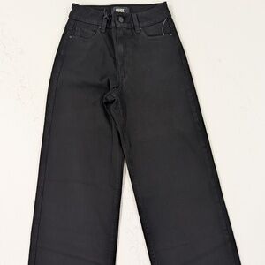 PAIGE Anessa 33 High Rise Wide Leg Jeans Black Shadow NWT Size 23 Full Length
